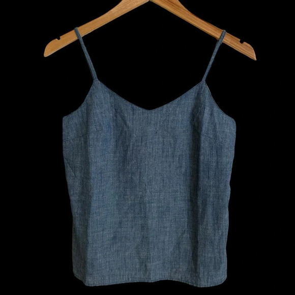 J Crew Factory size 00 Blue Chambray Cami Pullover Tank Top Lined BF811 New - Picture 2 of 5